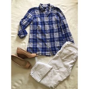 J. Crew Perfect Fit Blue White Plaid